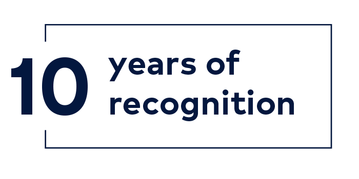 10 years of recognition